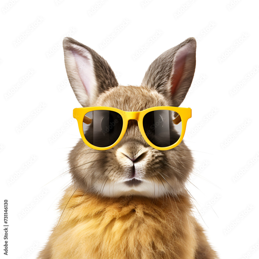 Bunny with Cool Sunglasses: The Easter Rabbit, Isolated on Transparent Background, PNG