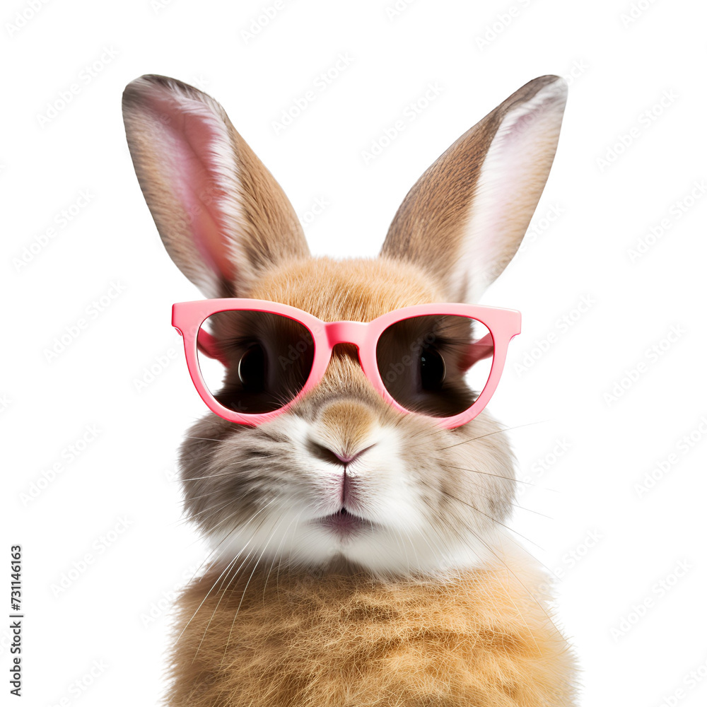 Cool Easter Bunny: The Sunglasses Rabbit, Isolated on Transparent Background, PNG