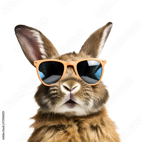 The Rabbit’s Sunglasses: Cool Bunny at Easter, Isolated on Transparent Background, PNG
