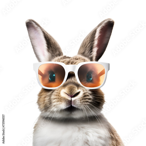 Easter’s Cool Bunny: The Rabbit with Sunglasses, Isolated on Transparent Background, PNG