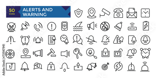 Alerts and Warning set line icon pack symbol collection