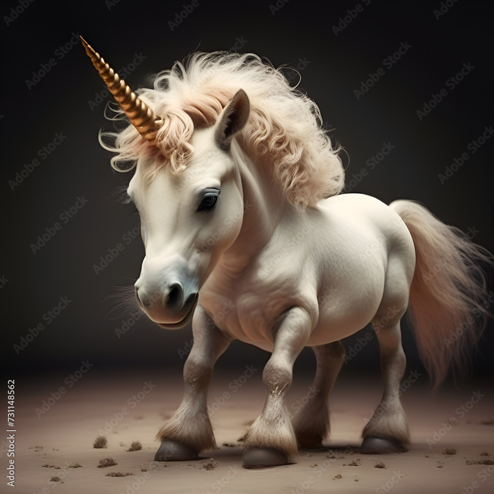 cute Unicorn baby against dark background. Digital artwork. Ai generated cute Unicorn baby against dark background. Digital artwork. Ai generated