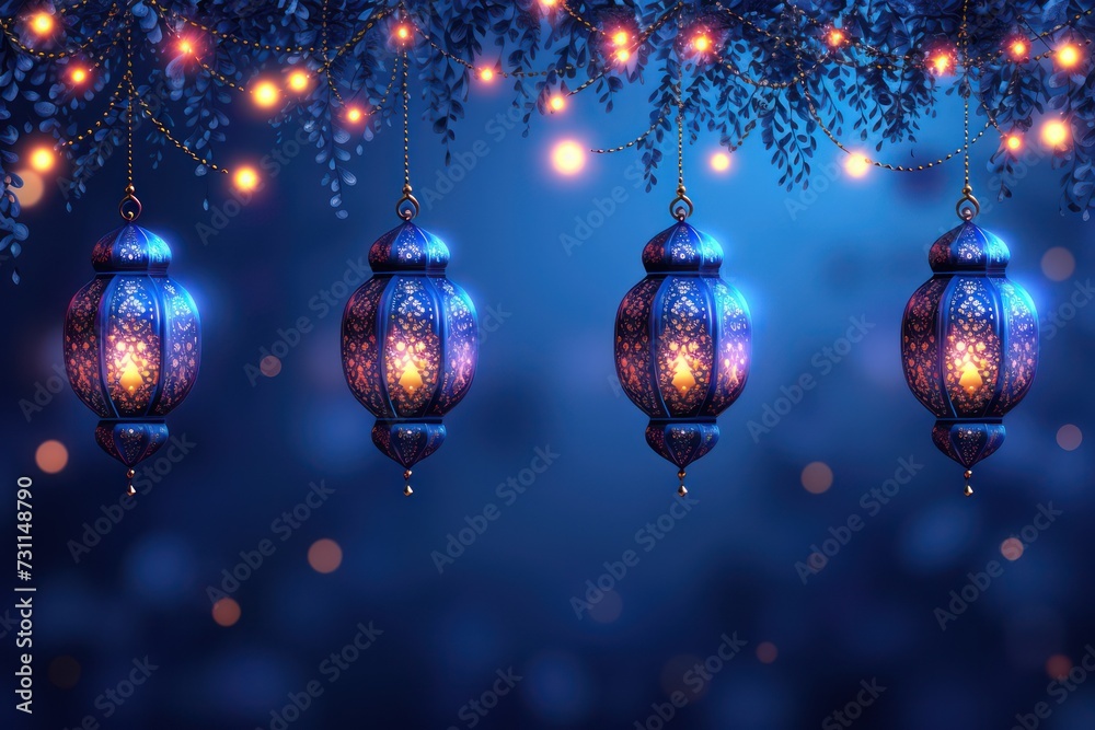 Background of calming lanterns, perfect for a religious backdrop. religion greeting card template  wallpaper design