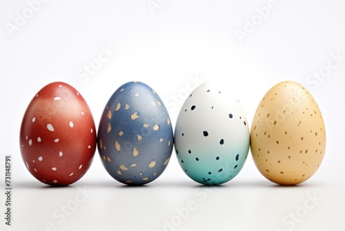 Simple Pastel Painted Easter Eggs on White Background