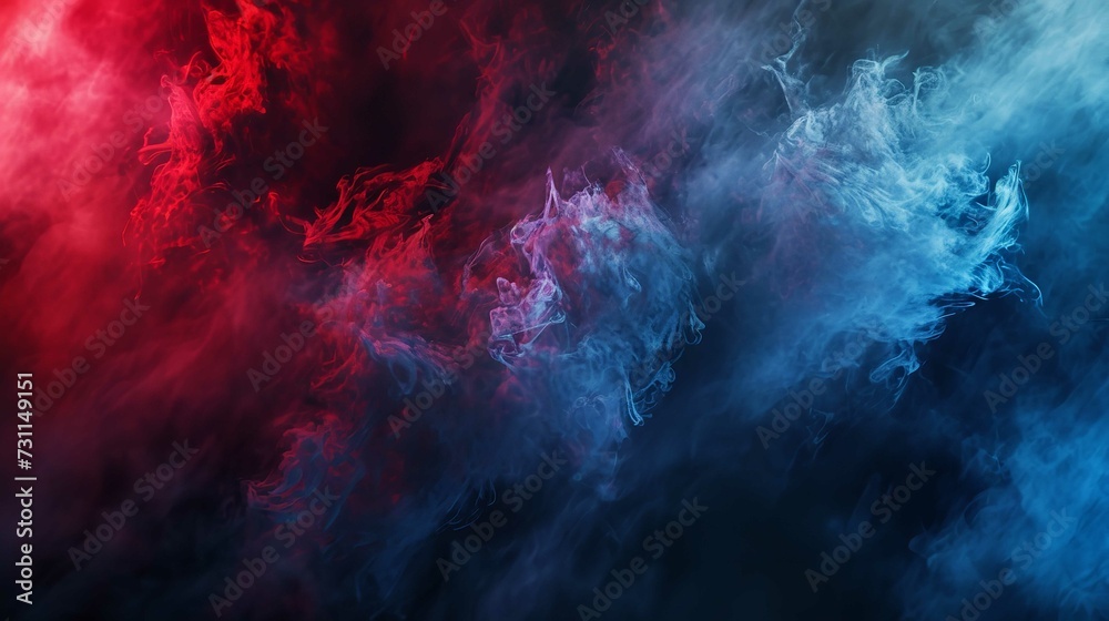 Backlit Black, Blue, Red Smoke Texture Background - obrazy, fototapety, plakaty 