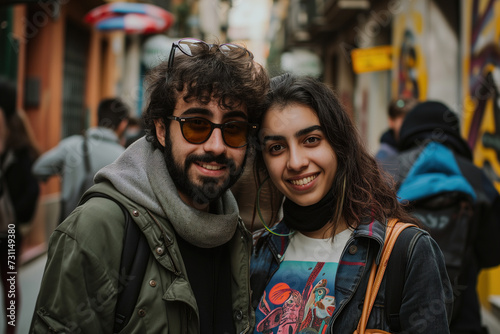 Young beautiful couple in Barcelona