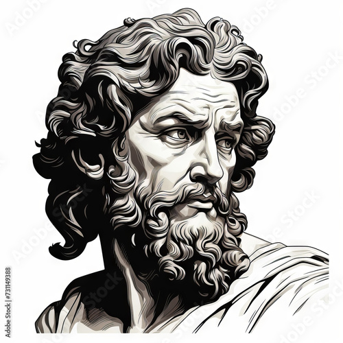 Classical Greek Philosopher Bust Illustration

