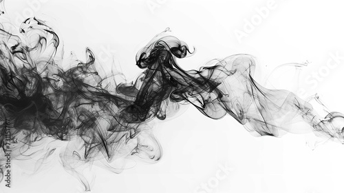 Black Smoke Abstract on White Background