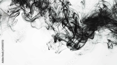 Black Smoke Abstract on White Background