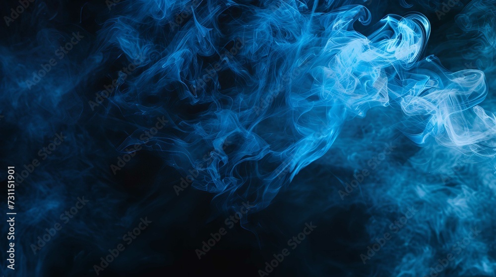 Blue Smoke Texture on Dark Background Abstract