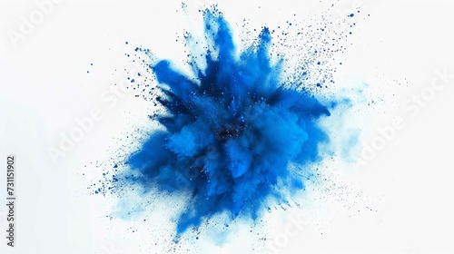 Blue Powder Explosion on White Background