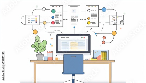 Document Management Workflow Automation, Illustrate the benefits of workflow automation in document management with an image showing automated task assignments, AI 