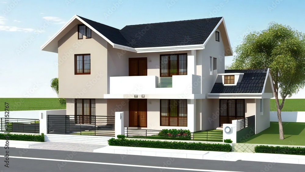3d house model rendering on white background, Clean and precise 3D illustration modern cozy house. Concept for real estate or property. 3d house model rendering on white background, Clean and precise 3D illustration modern cozy house. Concept for real estate or property.