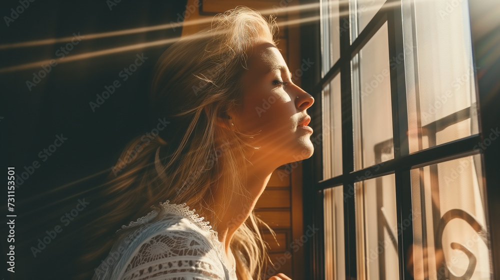 Obraz premium Young woman in morning light.