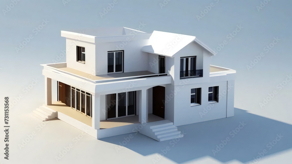 3d house model rendering on white background, Clean and precise 3D illustration modern cozy house. Concept for real estate or property. 3d house model rendering on white background, Clean and precise 3D illustration modern cozy house. Concept for real estate or property.