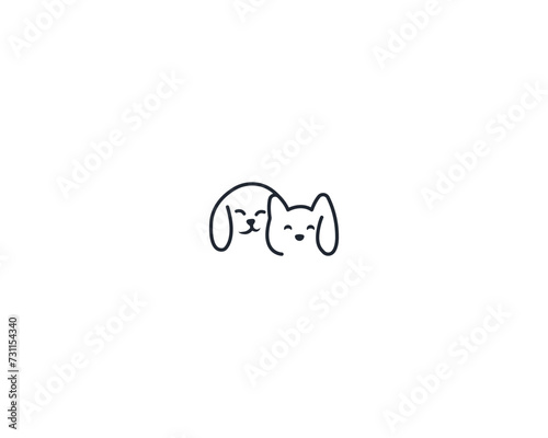 Dog and cat logo design template vector, line of pet logo design suitable for pet shop, store, cafe, business, hotel, veterinary clinic, Domestic animal vector illustration logotype, sign or symbol