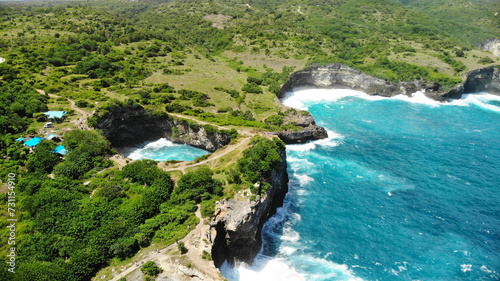 Aerial view of cliffs and coastline