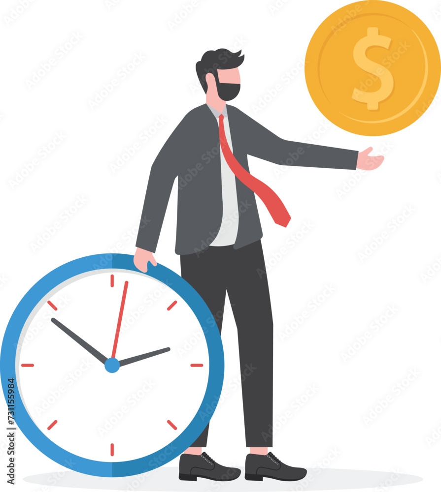 Time is money, investment profit or pension fund, value price or long term investing, saving money or debt payment, financial freedom concept, 

