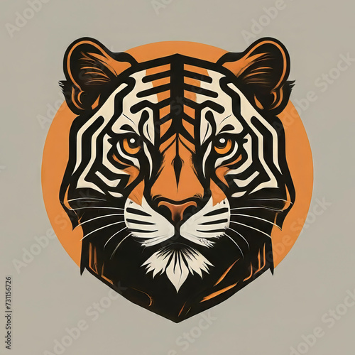 Painting logo style of a tiger isolated on solid background. Animal nature icon concept in premium vector style.