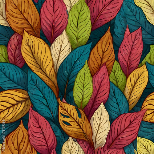 autumn leaves pattern colorful   texture Ai generated 