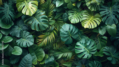 tropical leaf, large foliage, abstract green texture, nature background