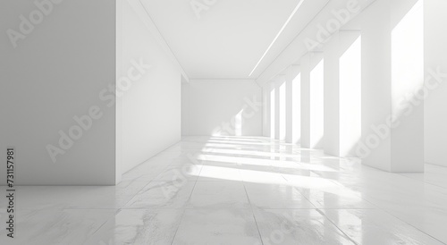 Interior of a modern pristine white abstract hall