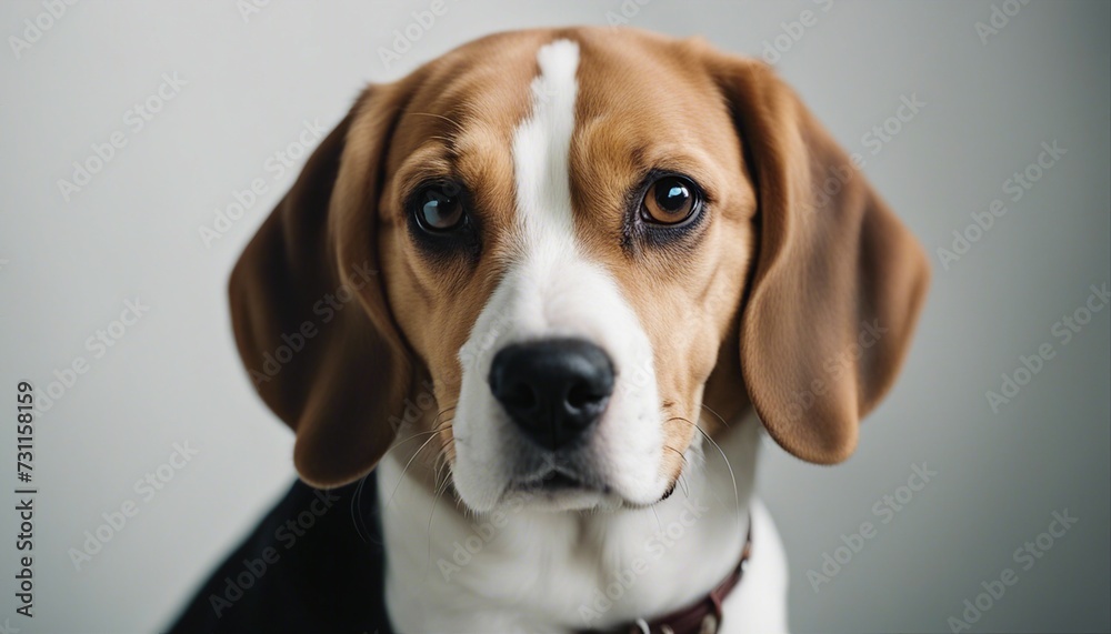 cute Beagle, isolated white background 
