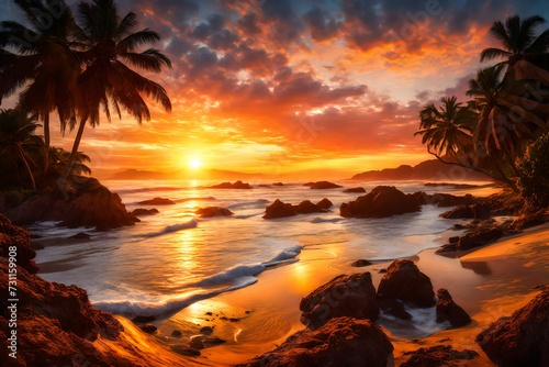 Captivating Coastal Sunrise  Embracing the Beauty of a Seaside Morning View generated by AI