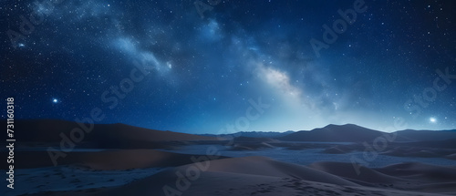 starry night sky over a remote desert, astrophotography, wide shot capturing the Milky Way in its full glory, for science and nature content