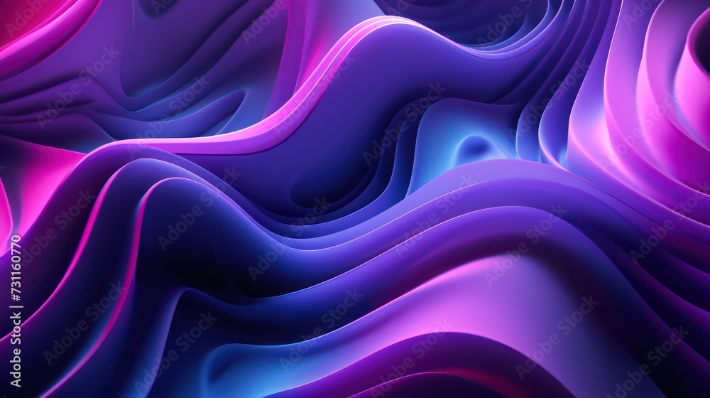 3D Abstract Background with Wavy Shape in violet Spectrum 3D Abstract Background with Wavy Shape in violet Spectrum