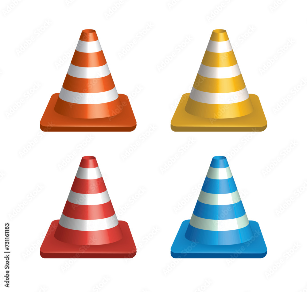 Traffic safety cone set. vector illustration