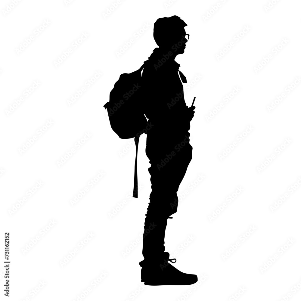 Silhouette the student black color only full body Silhouette the student black color only full body