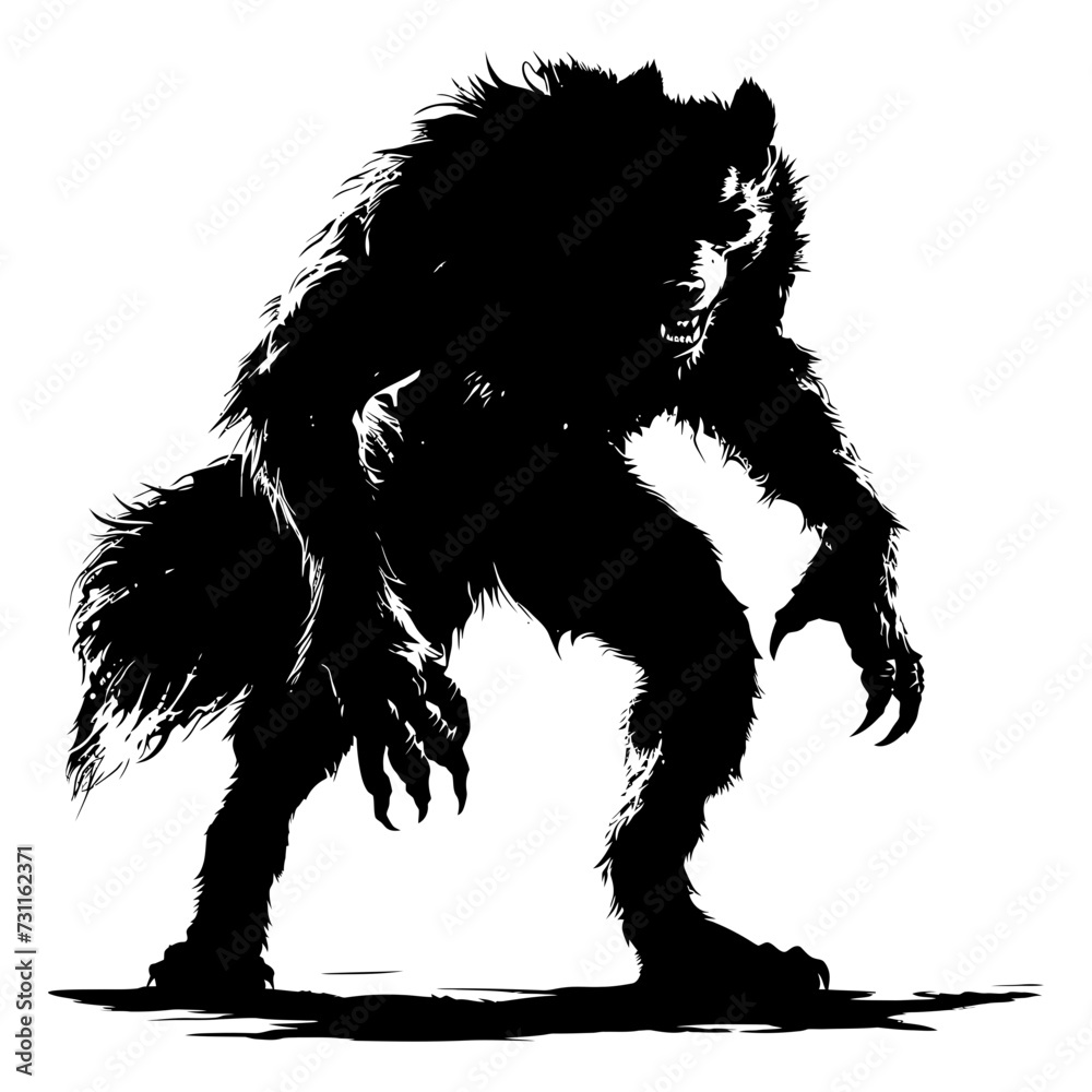 Obraz premium Silhouette warewolf or occasionally lycanthrope or lycan monster black color only full body