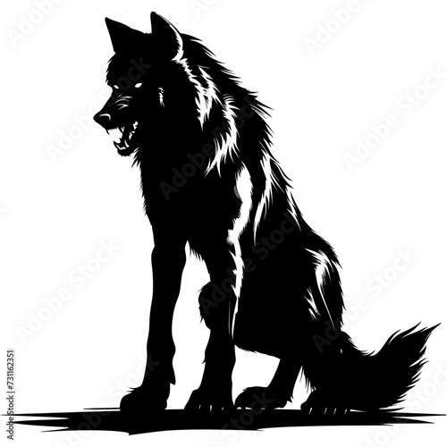 Silhouette warewolf or occasionally lycanthrope or lycan monster black color only full body
