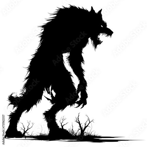 Silhouette warewolf or occasionally lycanthrope or lycan monster black color only full body