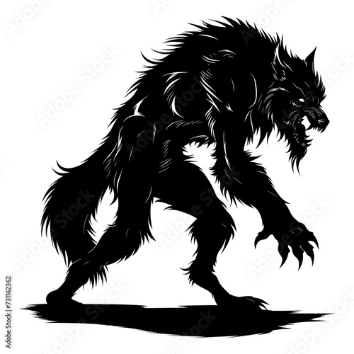 Silhouette warewolf or occasionally lycanthrope or lycan monster black color only full body