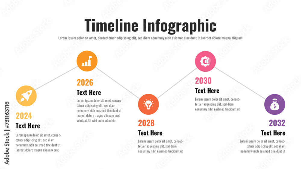 Timeline infographic presentation layout fully editable. Timeline infographic presentation layout fully editable.