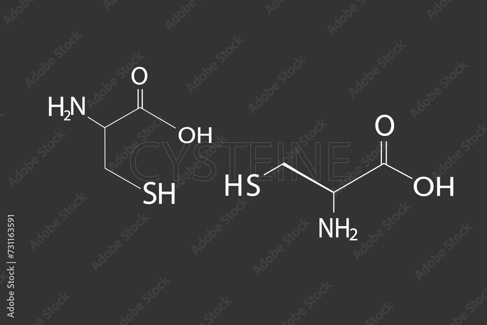 Cysteine molecular skeletal chemical formula.
