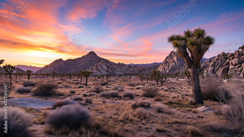 Sunrise at Joshua Tree National Park in Southern.