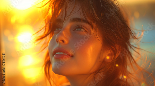 Young woman in sunlight.