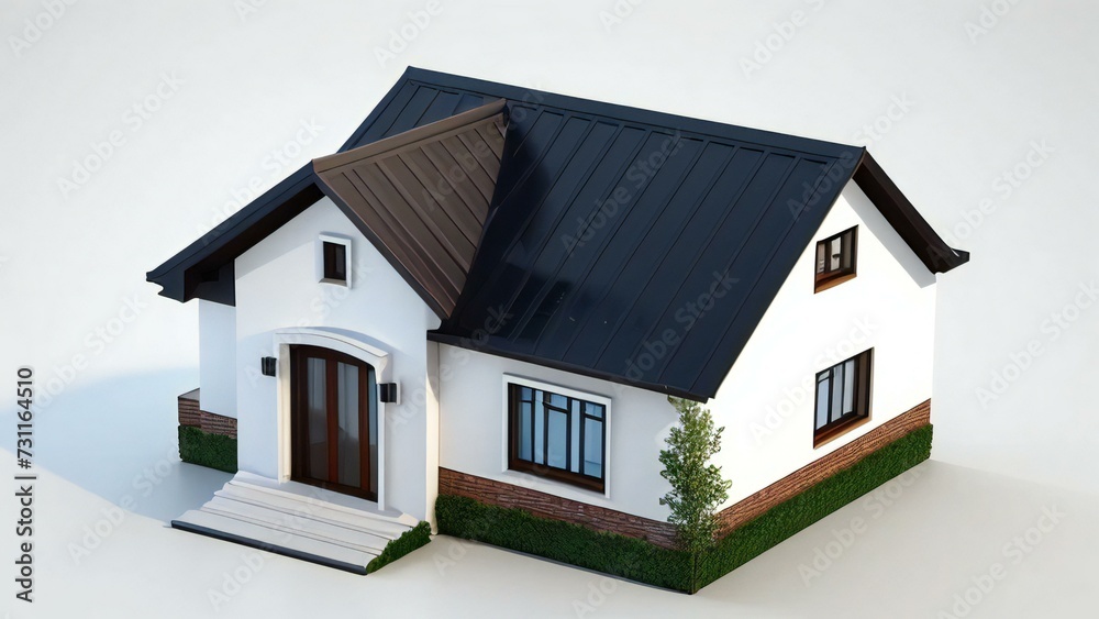 3d house model rendering on white background, Clean and precise 3D illustration modern cozy house. Concept for real estate or property. 3d house model rendering on white background, Clean and precise 3D illustration modern cozy house. Concept for real estate or property.