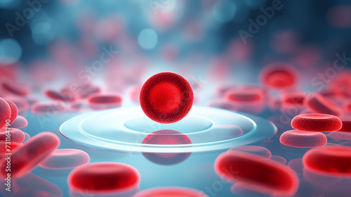 Artificial red blood cells. Model of red blood cell. Lab-grown erythrocytes