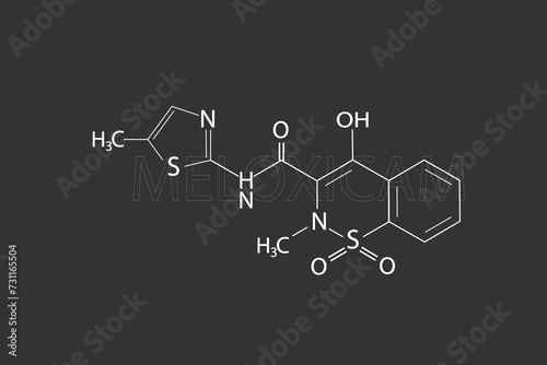 Meloxicam molecular skeletal chemical formula. photo