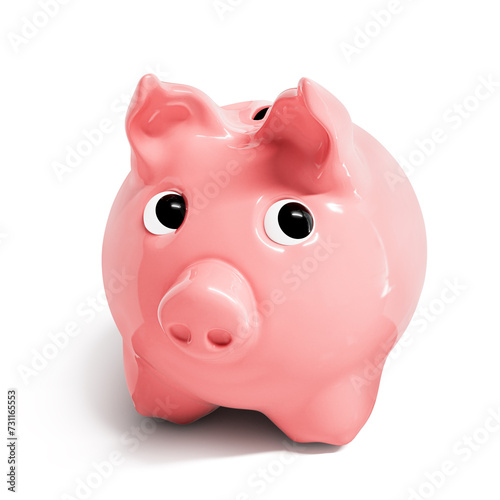 3d render of cute pink piggy bank isolated on white background