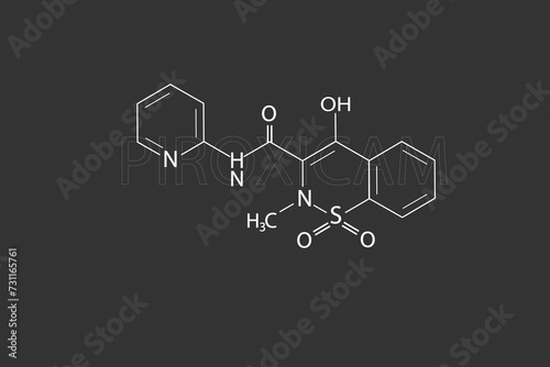 Piroxicam molecular skeletal chemical formula. photo