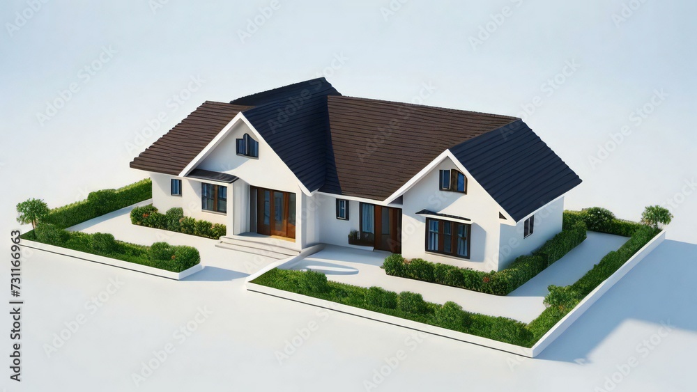 3d house model rendering on white background, Clean and precise 3D illustration modern cozy house. Concept for real estate or property. 3d house model rendering on white background, Clean and precise 3D illustration modern cozy house. Concept for real estate or property.