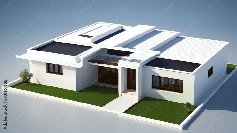 3d house model rendering on white background, Clean and precise 3D illustration modern cozy house. Concept for real estate or property. 3d house model rendering on white background, Clean and precise 3D illustration modern cozy house. Concept for real estate or property.
