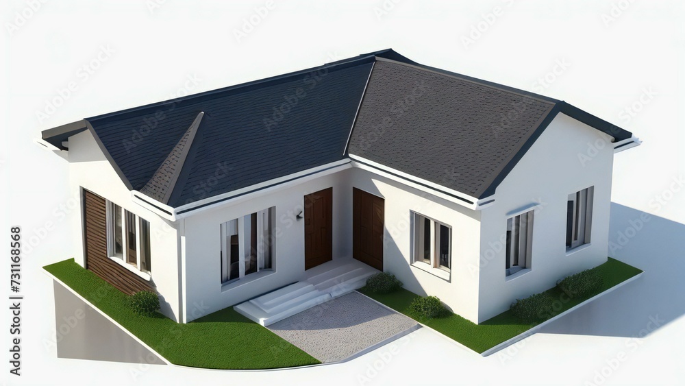 3d house model rendering on white background, Clean and precise 3D illustration modern cozy house. Concept for real estate or property. 3d house model rendering on white background, Clean and precise 3D illustration modern cozy house. Concept for real estate or property.