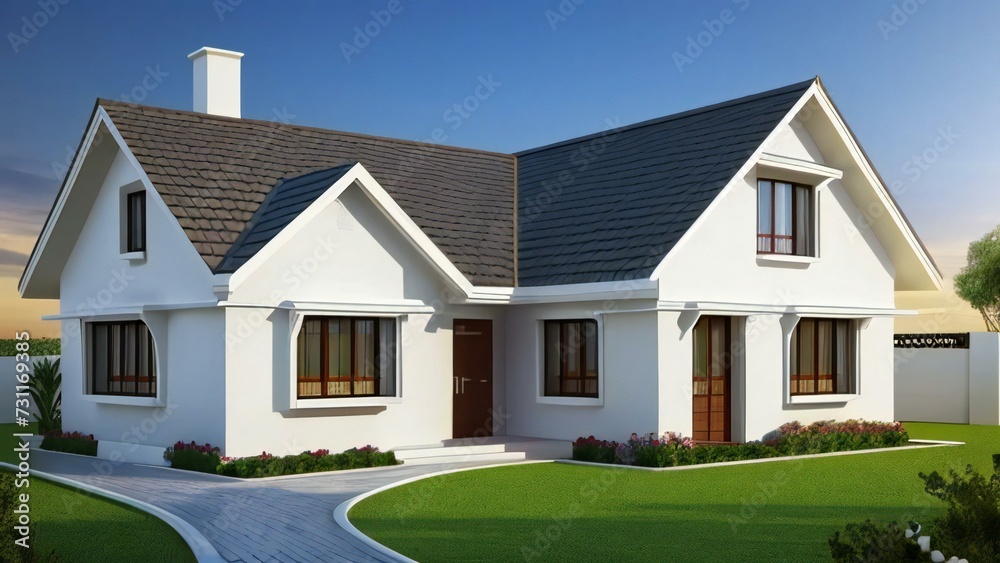 3d house model rendering on white background, Clean and precise 3D illustration modern cozy house. Concept for real estate or property. 3d house model rendering on white background, Clean and precise 3D illustration modern cozy house. Concept for real estate or property.