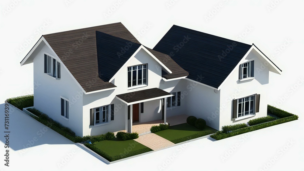 3d house model rendering on white background, Clean and precise 3D illustration modern cozy house. Concept for real estate or property. 3d house model rendering on white background, Clean and precise 3D illustration modern cozy house. Concept for real estate or property.